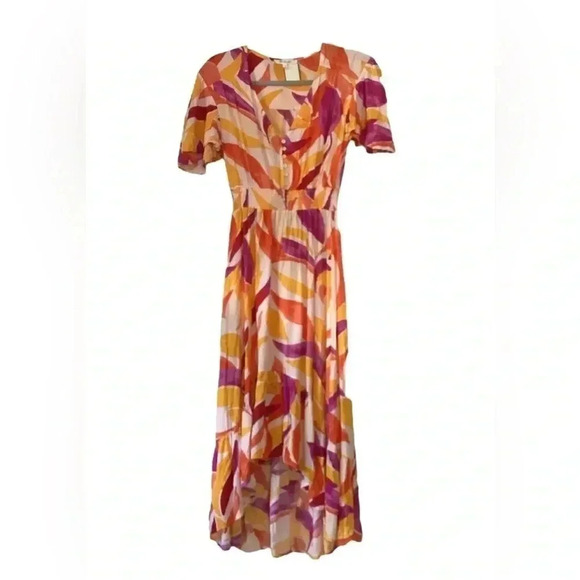 Abel the Label Anthropologie Swish Flutter sleeve Hi & Lo  Maxi Dress Size Small - Picture 1 of 16